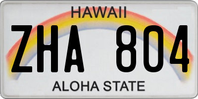 HI license plate ZHA804
