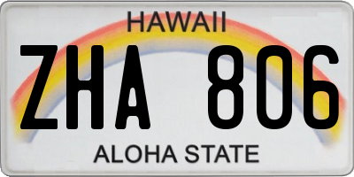 HI license plate ZHA806