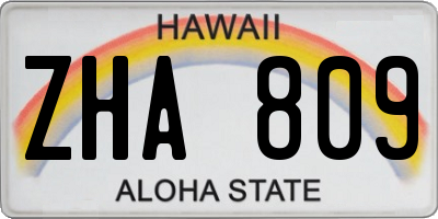 HI license plate ZHA809