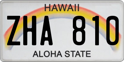 HI license plate ZHA810