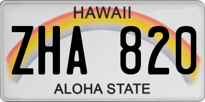 HI license plate ZHA820
