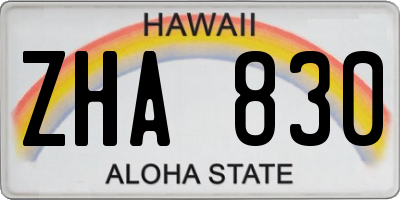 HI license plate ZHA830