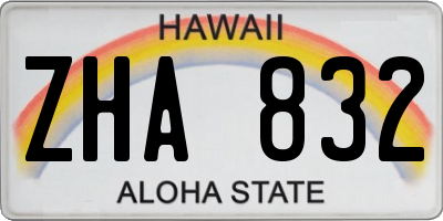 HI license plate ZHA832
