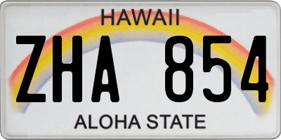 HI license plate ZHA854