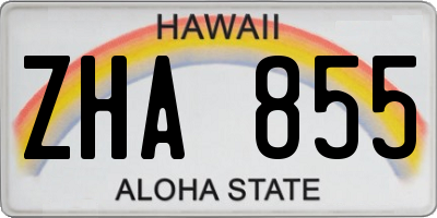HI license plate ZHA855