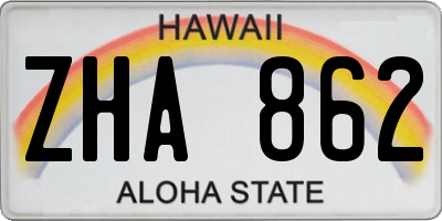 HI license plate ZHA862