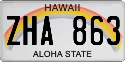 HI license plate ZHA863