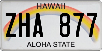 HI license plate ZHA877