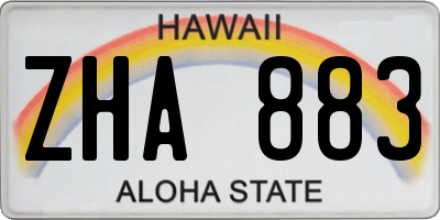 HI license plate ZHA883