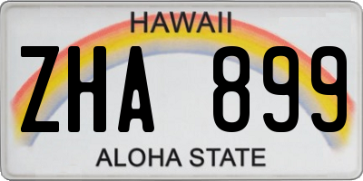 HI license plate ZHA899