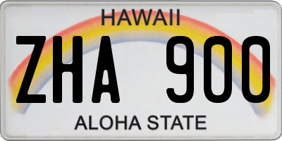 HI license plate ZHA900