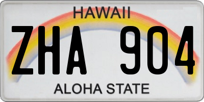 HI license plate ZHA904