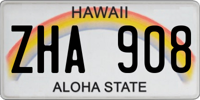 HI license plate ZHA908