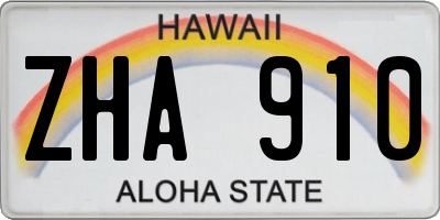 HI license plate ZHA910