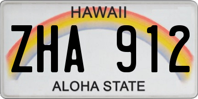 HI license plate ZHA912