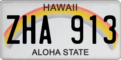 HI license plate ZHA913