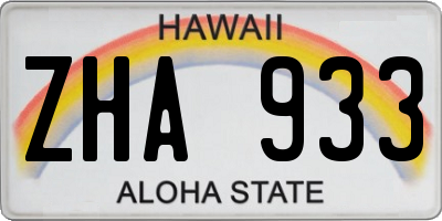 HI license plate ZHA933
