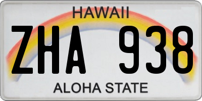 HI license plate ZHA938