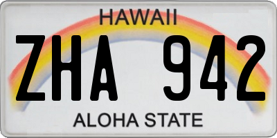 HI license plate ZHA942