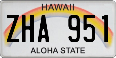 HI license plate ZHA951