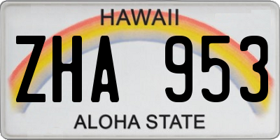 HI license plate ZHA953