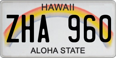 HI license plate ZHA960