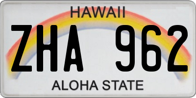 HI license plate ZHA962