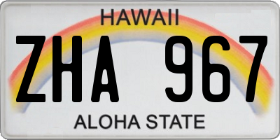 HI license plate ZHA967