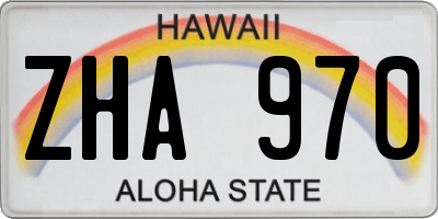 HI license plate ZHA970