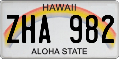 HI license plate ZHA982