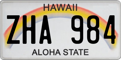 HI license plate ZHA984