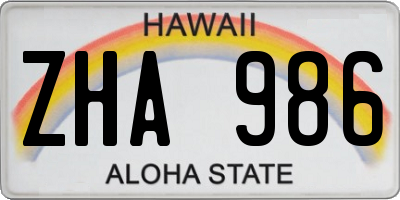 HI license plate ZHA986