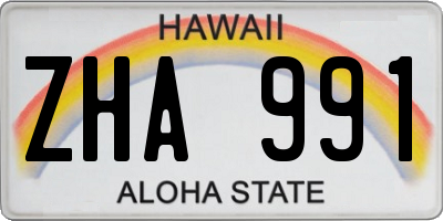 HI license plate ZHA991