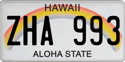 HI license plate ZHA993