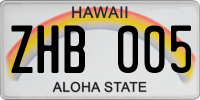 HI license plate ZHB005