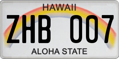HI license plate ZHB007