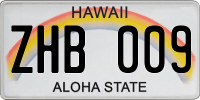 HI license plate ZHB009