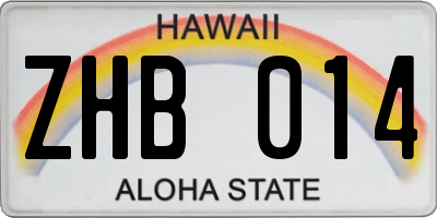 HI license plate ZHB014