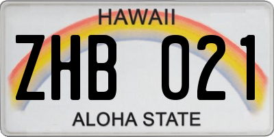 HI license plate ZHB021
