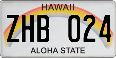 HI license plate ZHB024