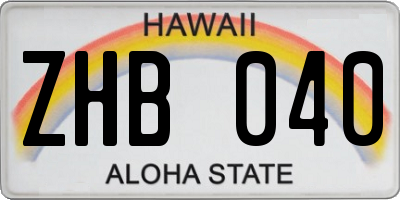 HI license plate ZHB040
