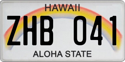 HI license plate ZHB041