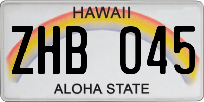 HI license plate ZHB045
