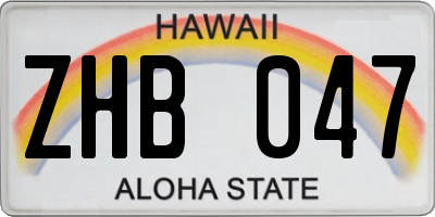 HI license plate ZHB047