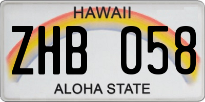HI license plate ZHB058