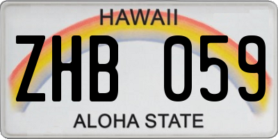 HI license plate ZHB059