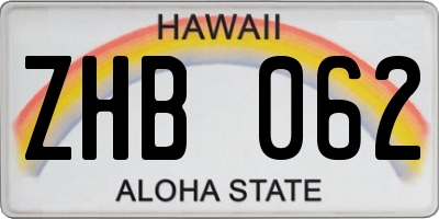 HI license plate ZHB062