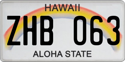 HI license plate ZHB063
