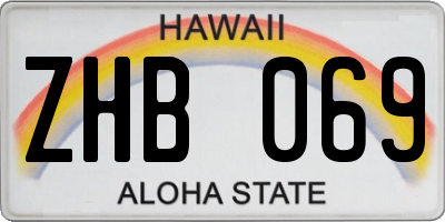 HI license plate ZHB069