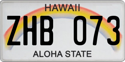 HI license plate ZHB073